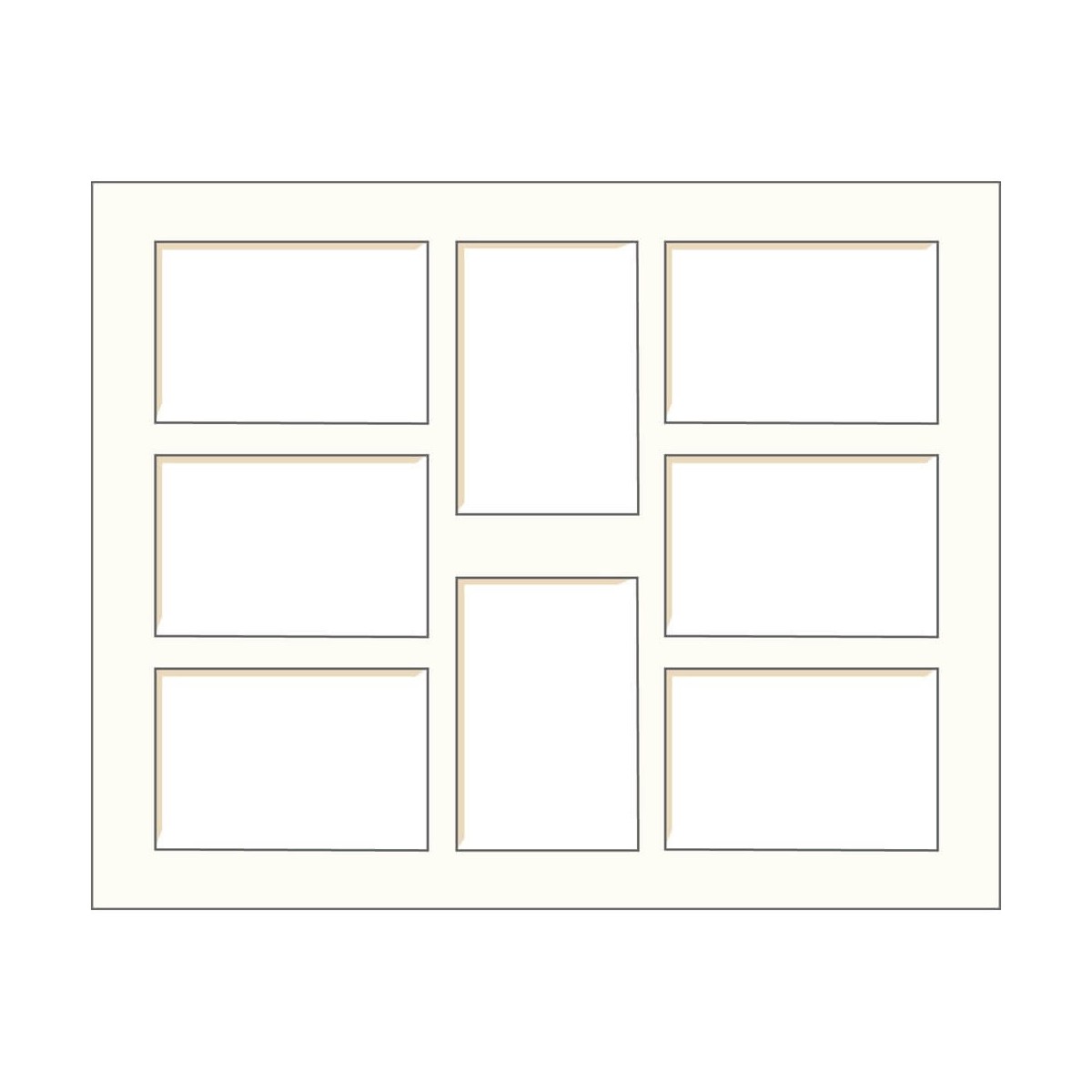 Passe-partout multivues blanc cassé 40x50 cm 8 ouvertures 10x15 cm Passe-partout multivues blanc cassé 40x50 cm 8 ouvertures 10x15 cm