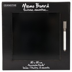 Mémo board magnétique verre noir 30x30 cm