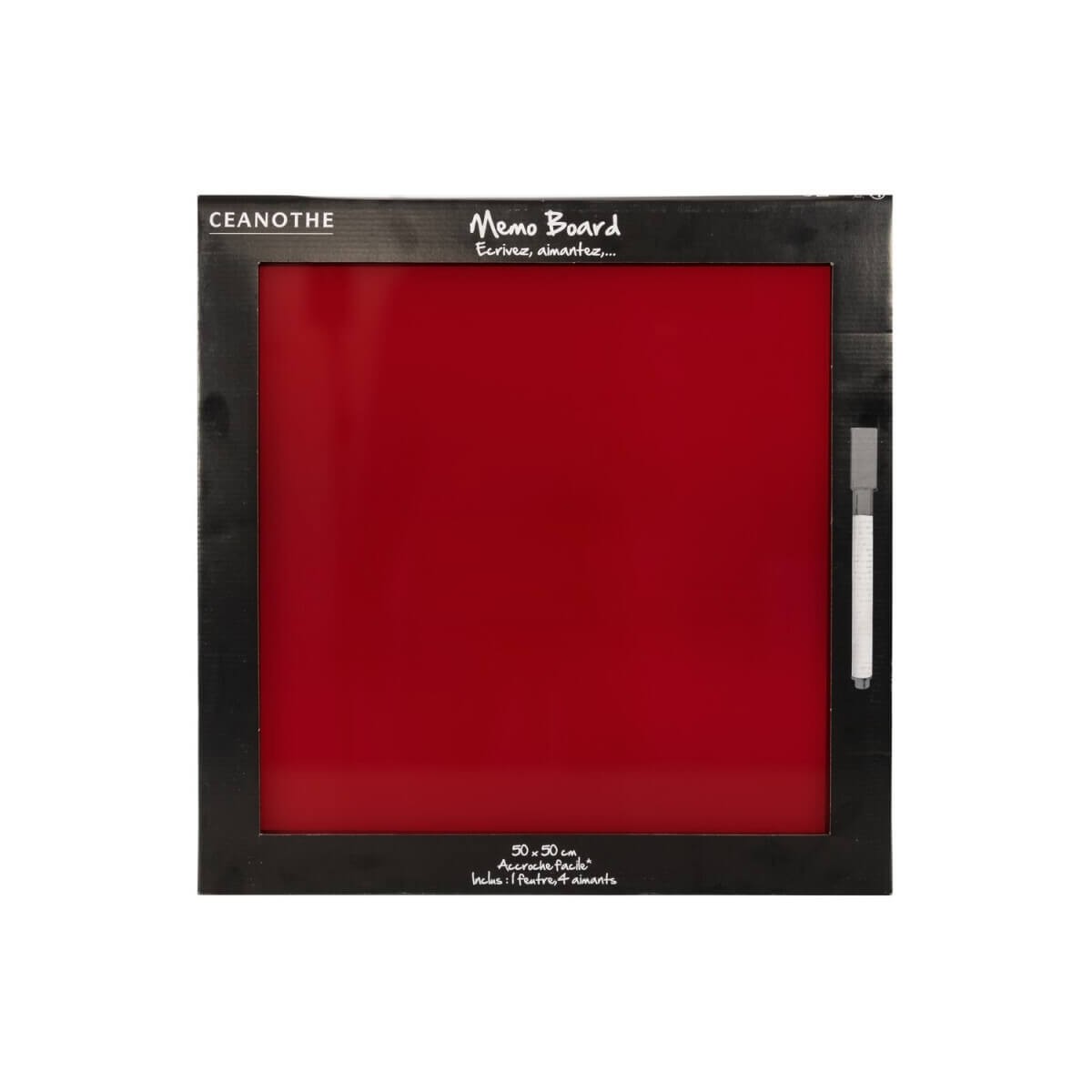 Mémo board magnétique verre rouge 50x50 cm Mémo board magnétique verre rouge 50x50 cm