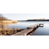 Tableau sur verre synthétique ponton et roseaux du Lac 65x145 cm