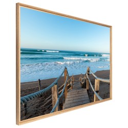 Tableau mural mat encadré pont sur plage 65x97 cm biais