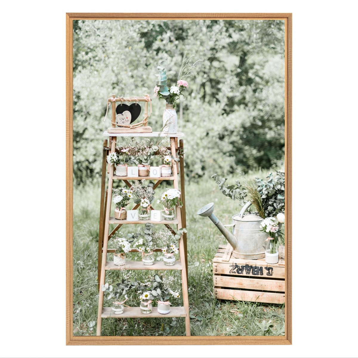Tableau mural mat encadré escabeau déco 65x97 cm face Tableau mural mat encadré escabeau déco 65x97 cm face