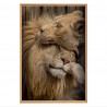 Tableau mural mat encadré couple lion 65x97 cm face
