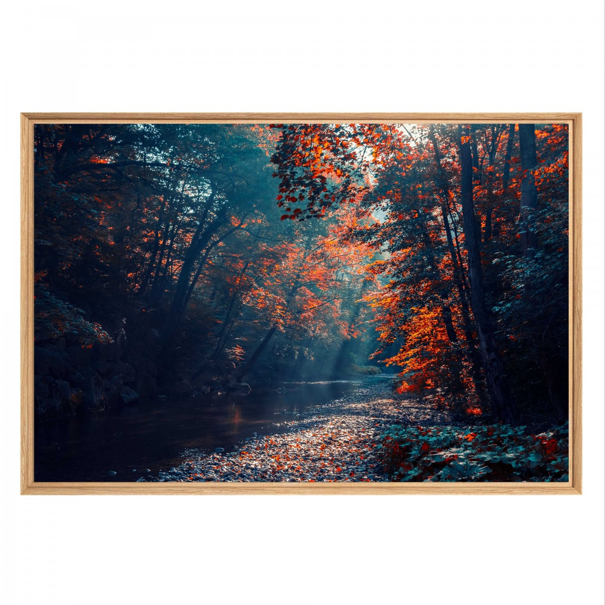 Tableau mural mat encadré forêt automnale 65x97 cm face Tableau mural mat encadré forêt automnale 65x97 cm face