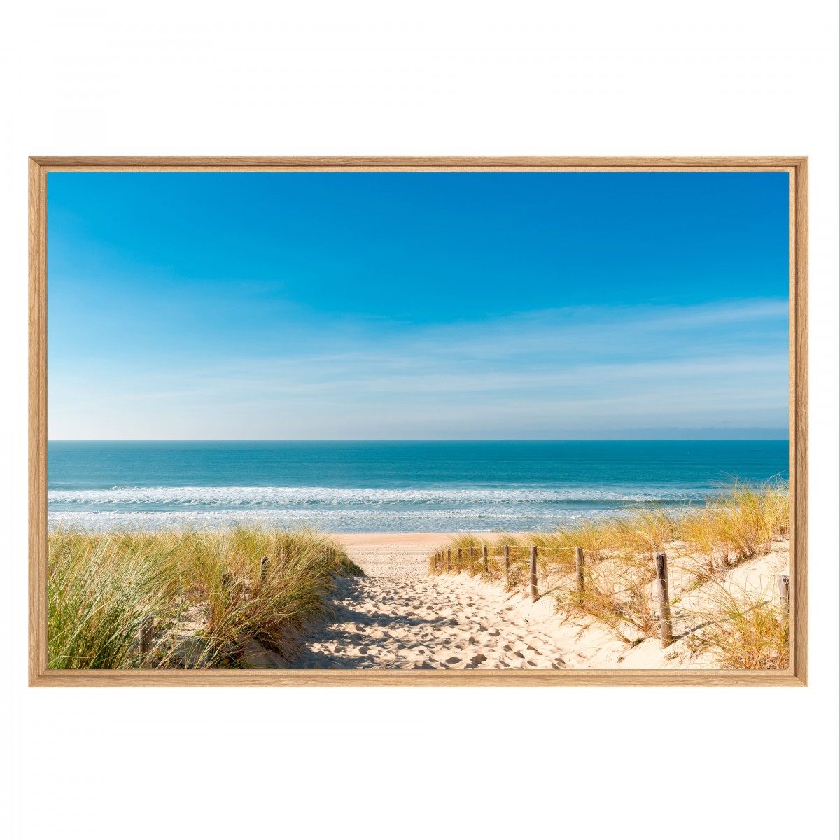 Tableau mural mat encadré plage des dunes 65x97 cm face Tableau mural mat encadré plage des dunes 65x97 cm face