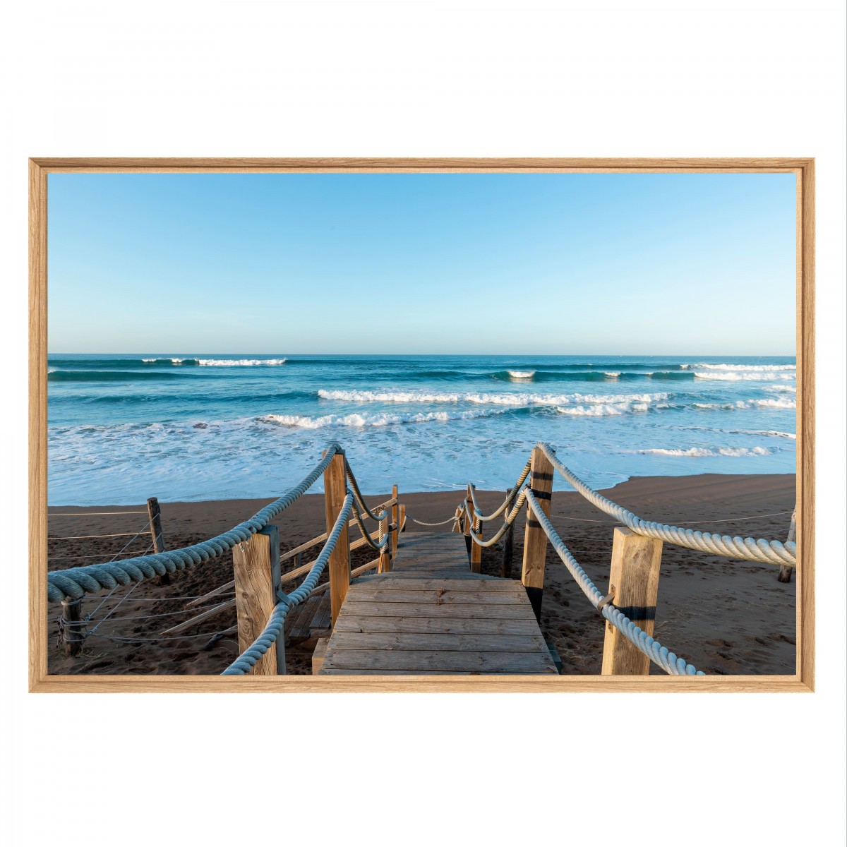 Tableau mural mat encadré pont sur plage 65x97 cm face