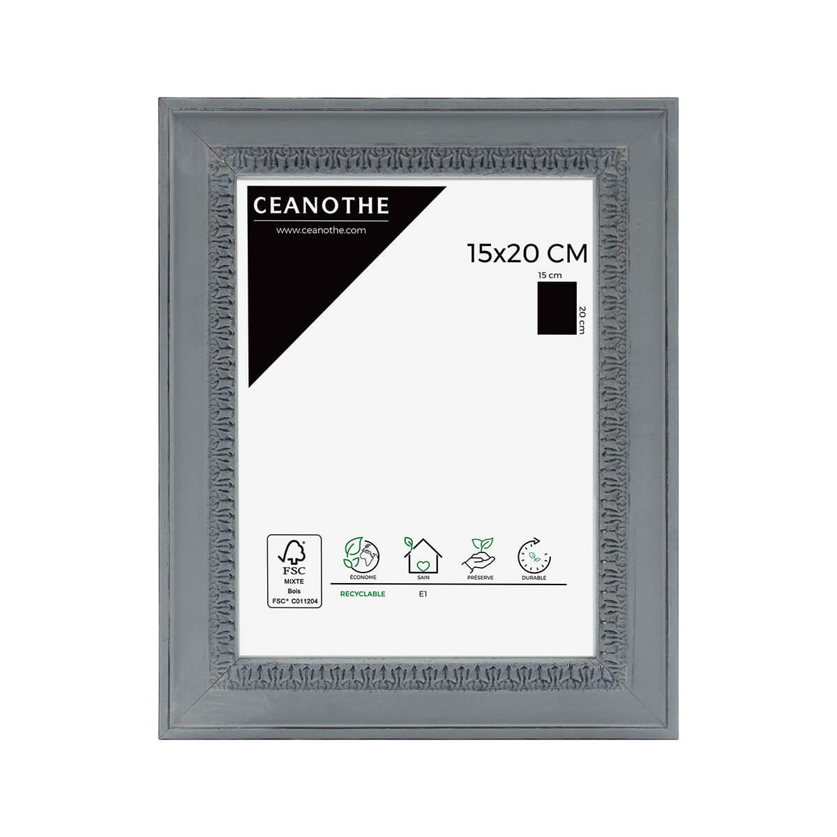 Cadre photo Alma Gris 15x20 cm face