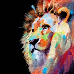 Tableau mural lion coloré