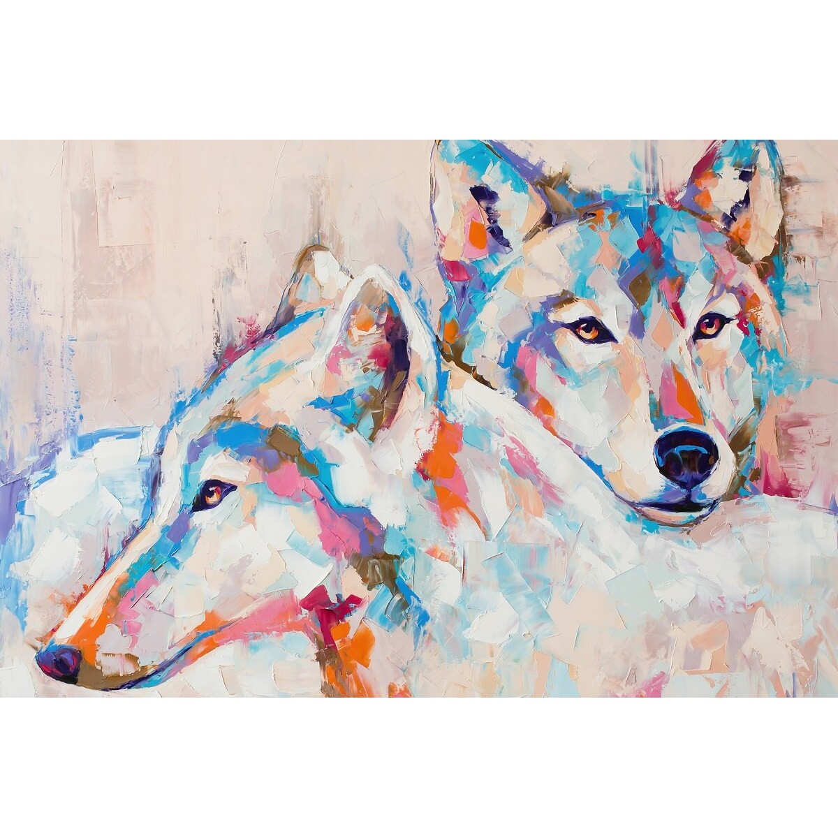 Tableau mural peinture de loups