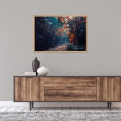 Tableau mural mat encadré forêt automnale 65x97 cm ambiance