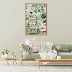 Tableau mural mat encadré escabeau déco 65x97 cm ambiance