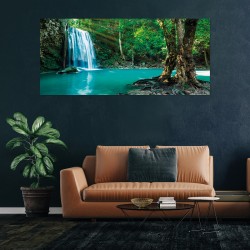 Tableau sur verre synthétique forêt profonde 65x145 cm ambiance
