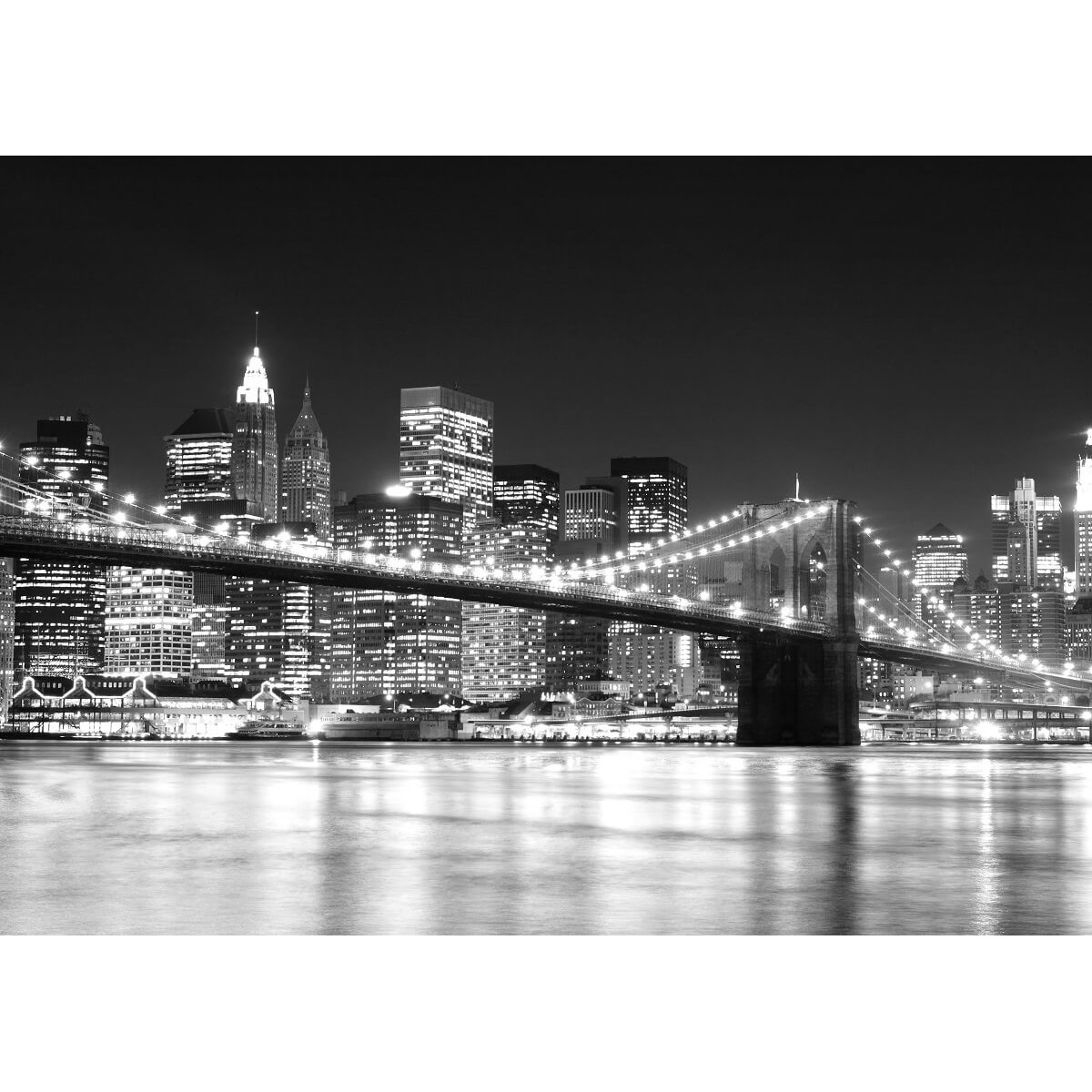 Tableau sur toile Brooklyn Bridge de nuit 100x140 cm