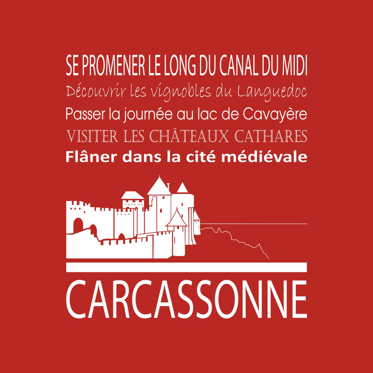 Tableau sur toile Carcassonne rouge 30x30 cm Tableau sur toile Carcassonne rouge 30x30 cm