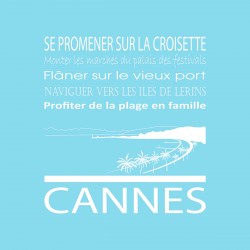 Tableau sur toile Cannes bleu clair 30x30 cm