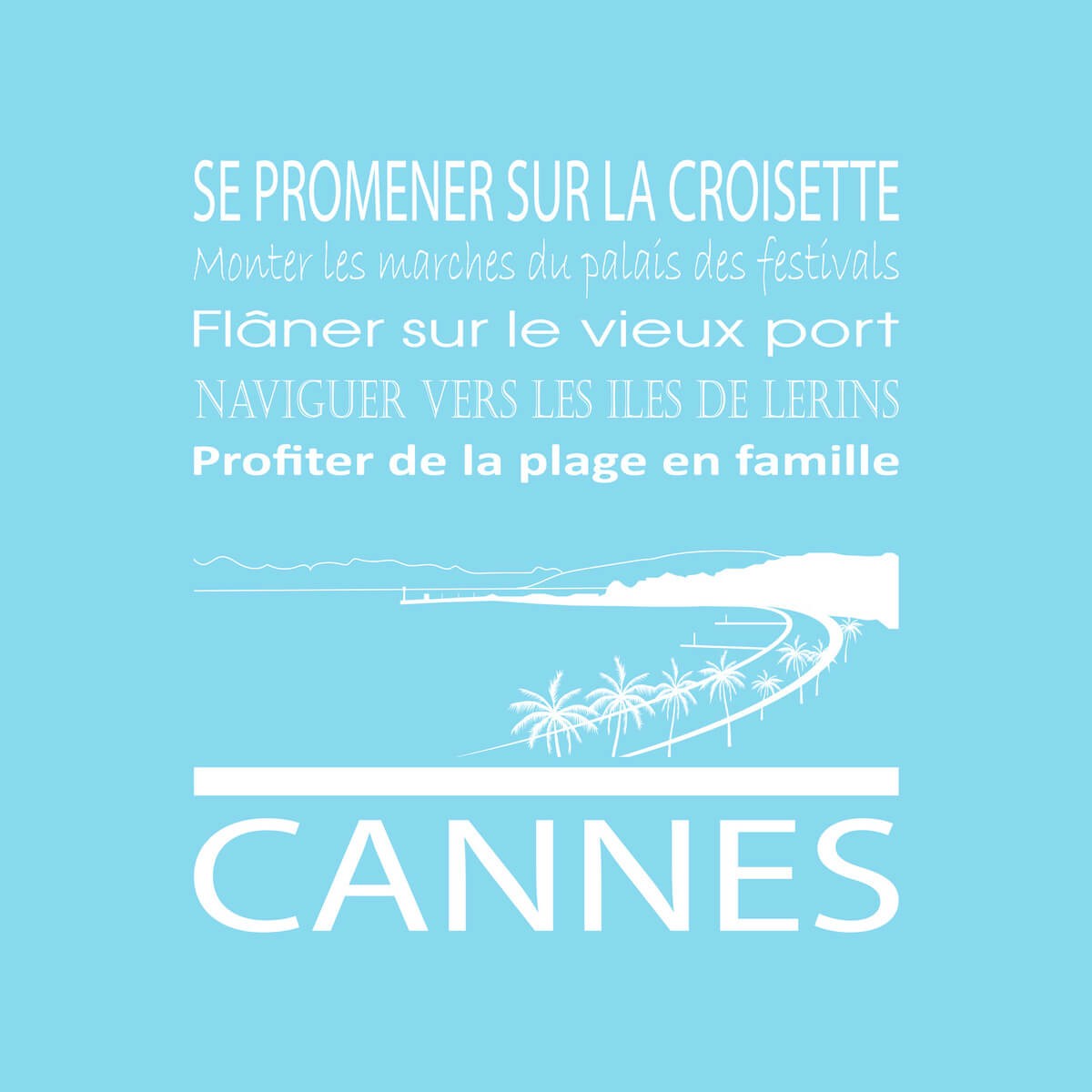 Tableau sur toile Cannes bleu clair 30x30 cm Tableau sur toile Cannes bleu clair 30x30 cm