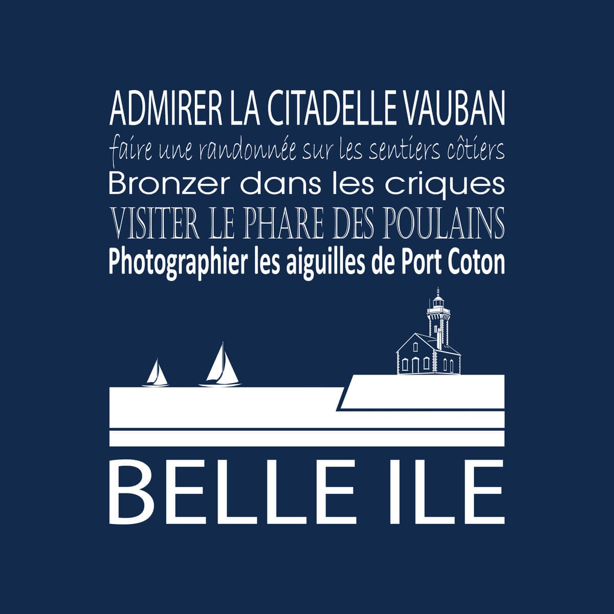 Tableau sur toile Belle-Île bleu 30x30 cm Tableau sur toile Belle-Île bleu 30x30 cm
