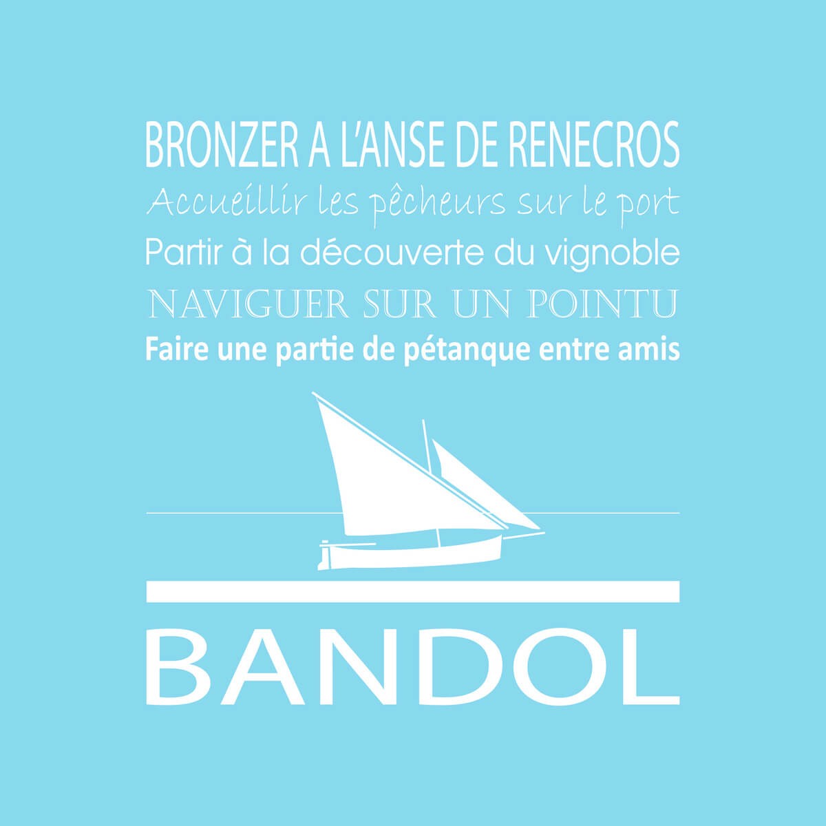 Tableau sur toile Bandol bleu clair 30x30 cm Tableau sur toile Bandol bleu clair 30x30 cm