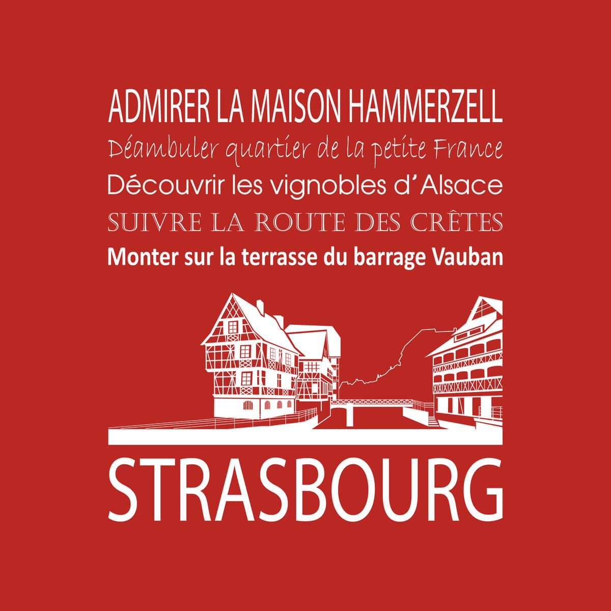 Tableau sur toile Strasbourg rouge 30x30 cm Tableau sur toile Strasbourg rouge 30x30 cm