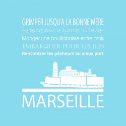 Tableau sur toile Marseille bleu clair 30x30 cm