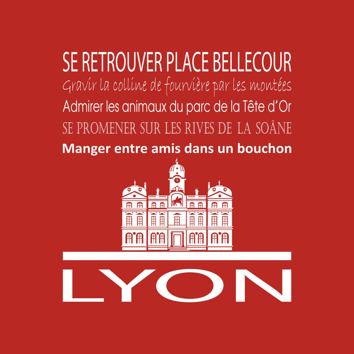 Tableau sur toile Lyon rouge 30x30 cm