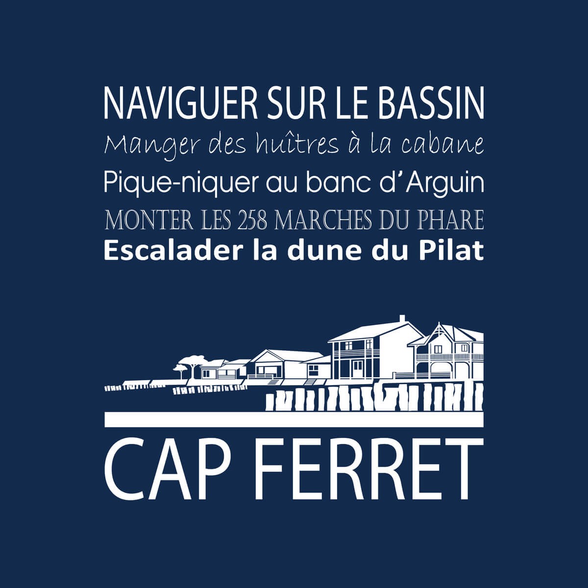 Tableau sur toile Cap Ferret bleu 30x30 cm Tableau sur toile Cap Ferret bleu 30x30 cm