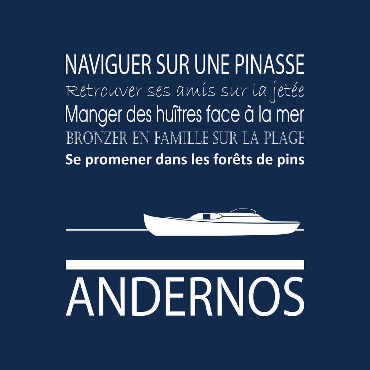 Tableau sur toile Andernos bleu 30x30 cm Tableau sur toile Andernos bleu 30x30 cm