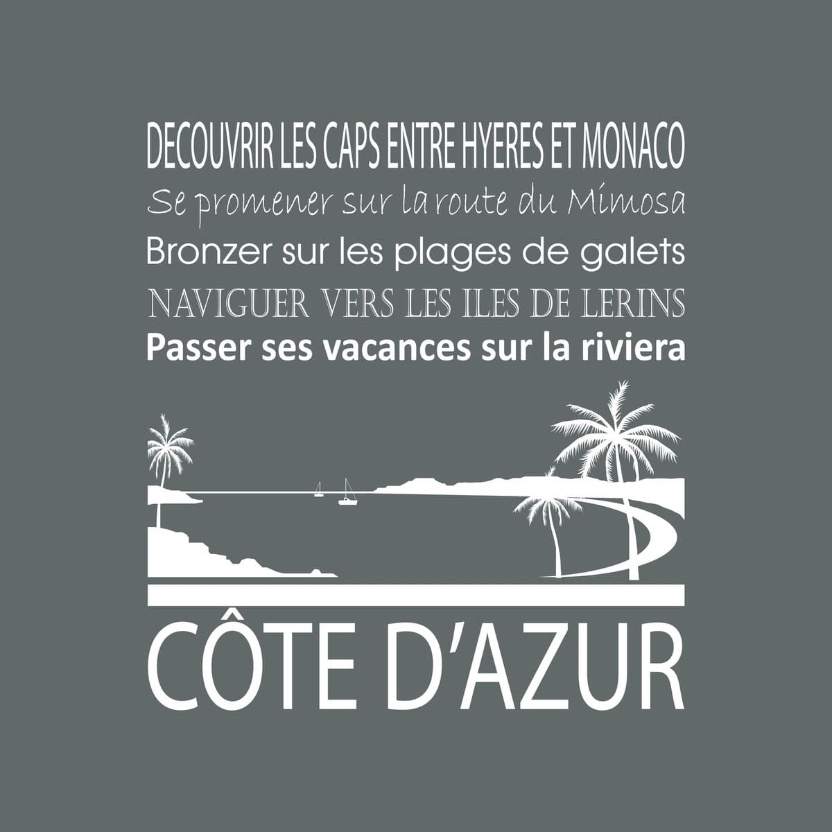 Tableau sur toile Côte d'Azur 30x30 cm gris Tableau sur toile Côte d'Azur 30x30 cm gris