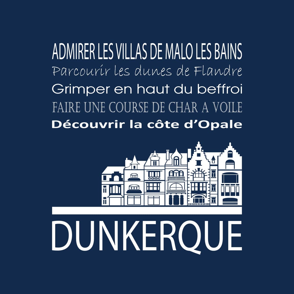 Tableau sur toile Dunkerque 30x30 cm bleu