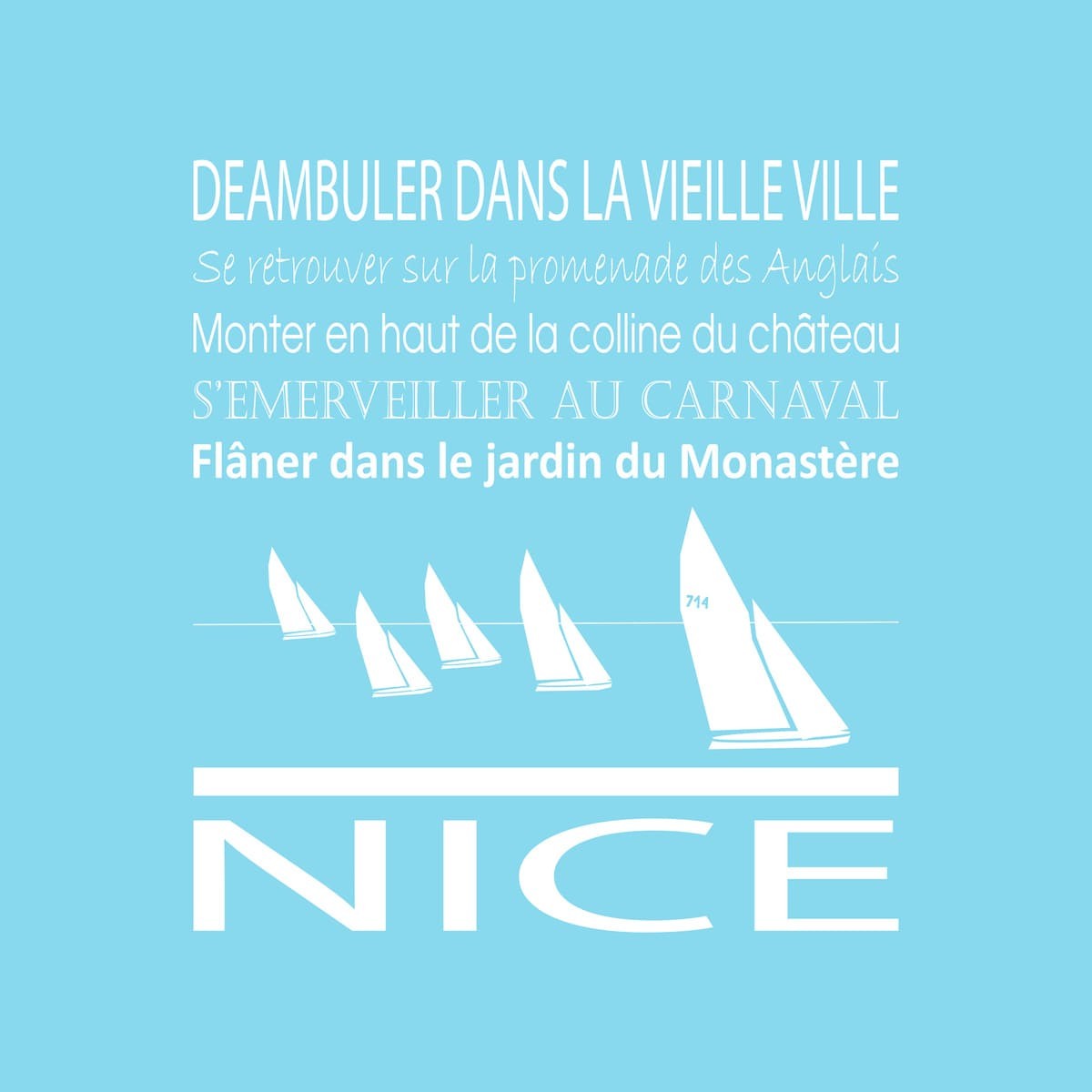 Tableau sur toile Nice 30x30 cm bleu clair