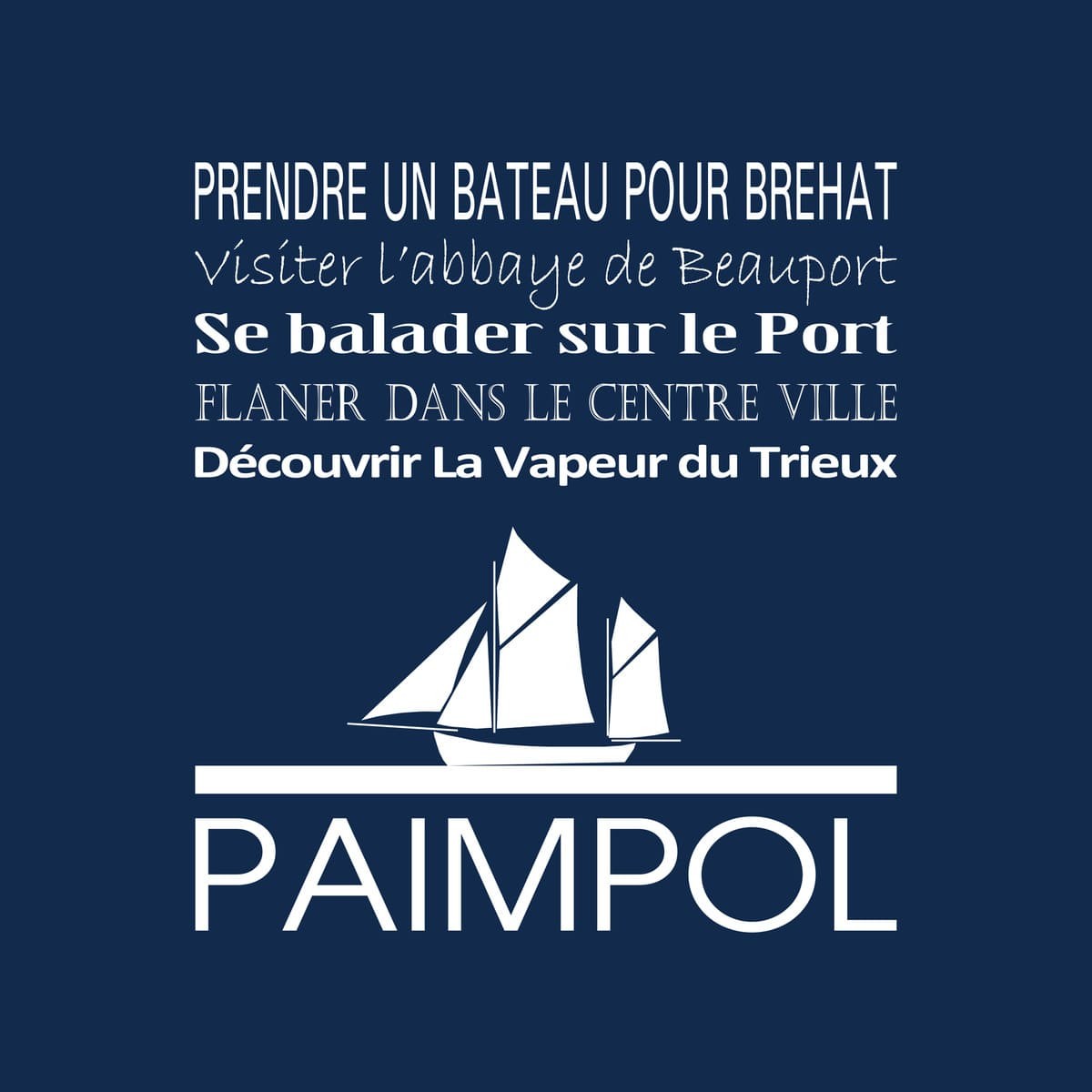 Tableau sur toile Paimpol 30x30 cm bleu