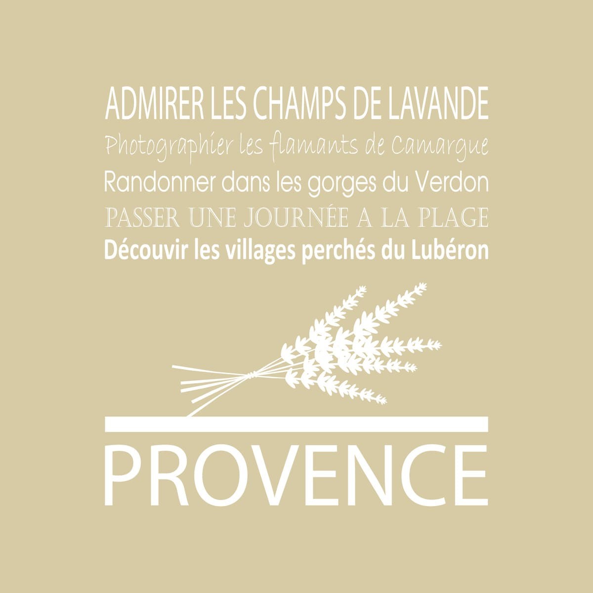 Tableau sur toile Provence 30x30 cm beige Tableau sur toile Provence 30x30 cm beige