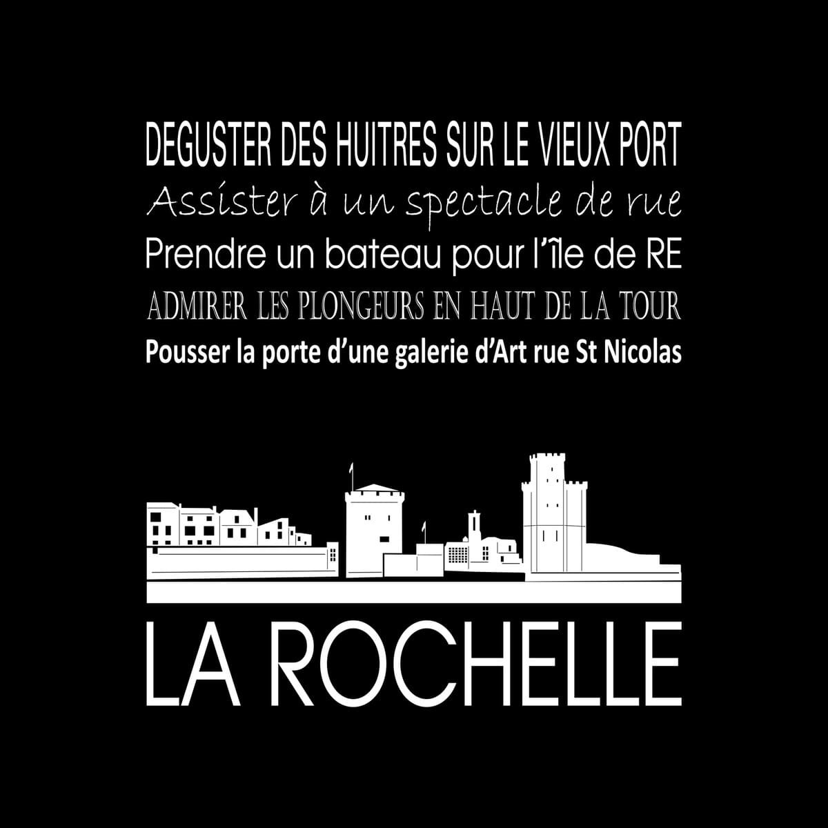 Tableau sur toile La Rochelle 30x30 cm noir