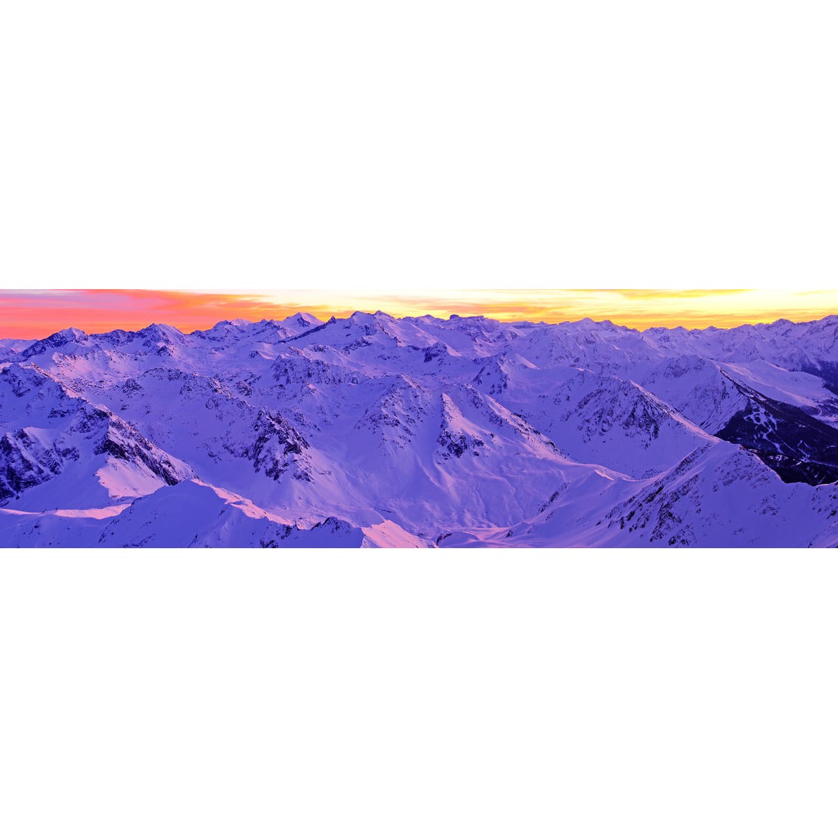 Tableau sur toile chaîne des Pyrénées nuit 30x97 cm Tableau sur toile chaîne des Pyrénées nuit 30x97 cm