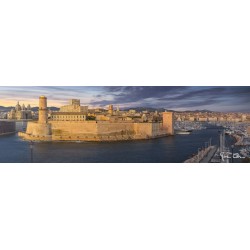 Tableau sur toile panorama vieux port de Marseille 30x97 cm