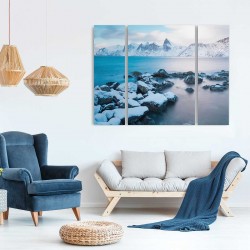 Triptyque sur toile sérénité 125x97 cm ambiance