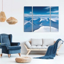 Triptyque sur toile enneigé 125x97 cm ambiance