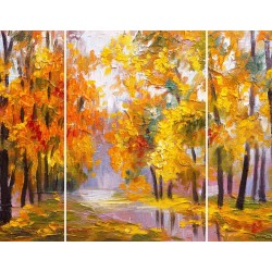 Triptyque sur toile peinture d'automne 125x97 cm