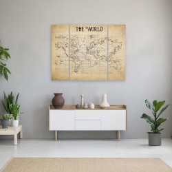 Triptyque sur toile world map 125x97 cm ambiance