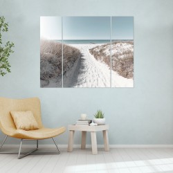 Triptyque sur toile chemin de plage 125x97 cm ambiance