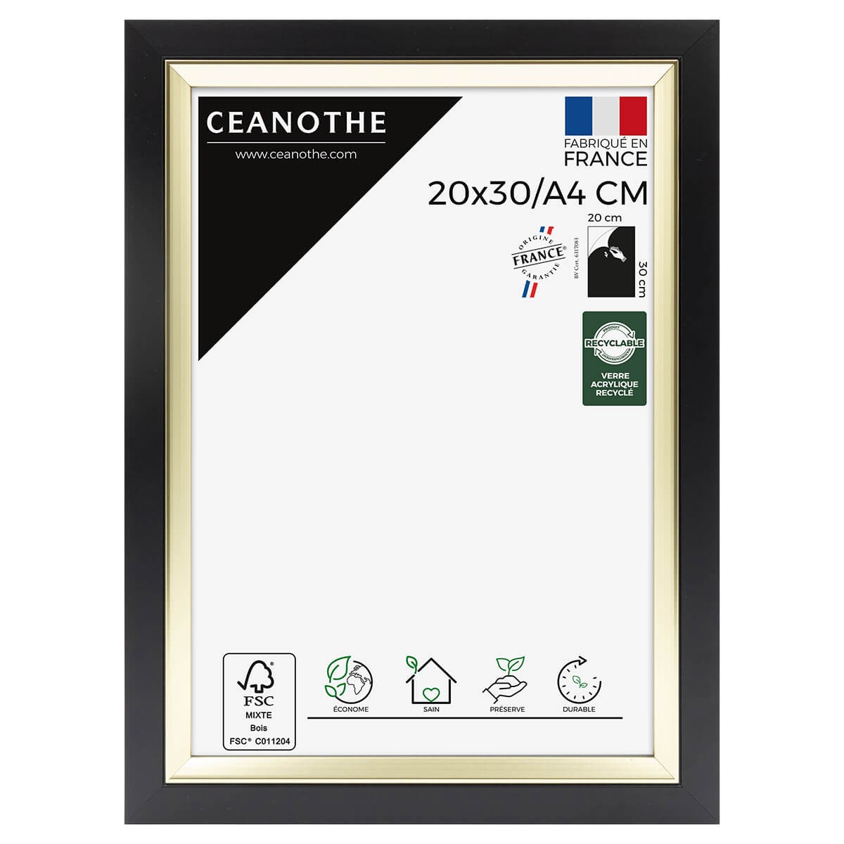 Cadre photo Actual noir doré 20x30/A4 cm face Cadre photo Actual noir doré 20x30/A4 cm face