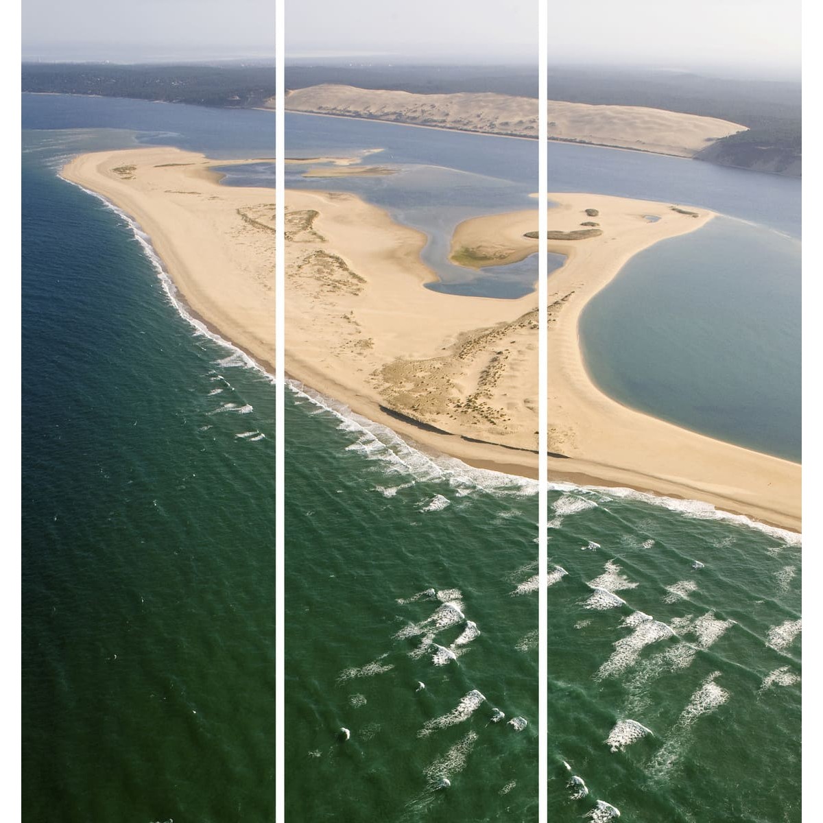 Triptyque sur toile banc d'Arguin 90x97 cm Triptyque sur toile banc d'Arguin 90x97 cm