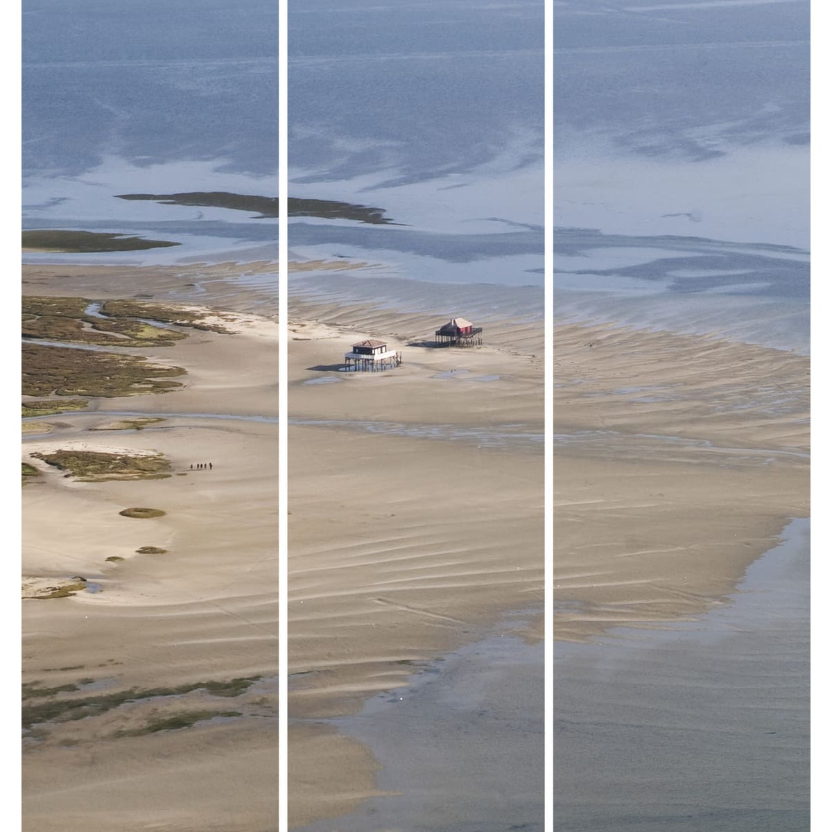Triptyque sur toile cabanes bassin 90x97 cm Triptyque sur toile cabanes bassin 90x97 cm