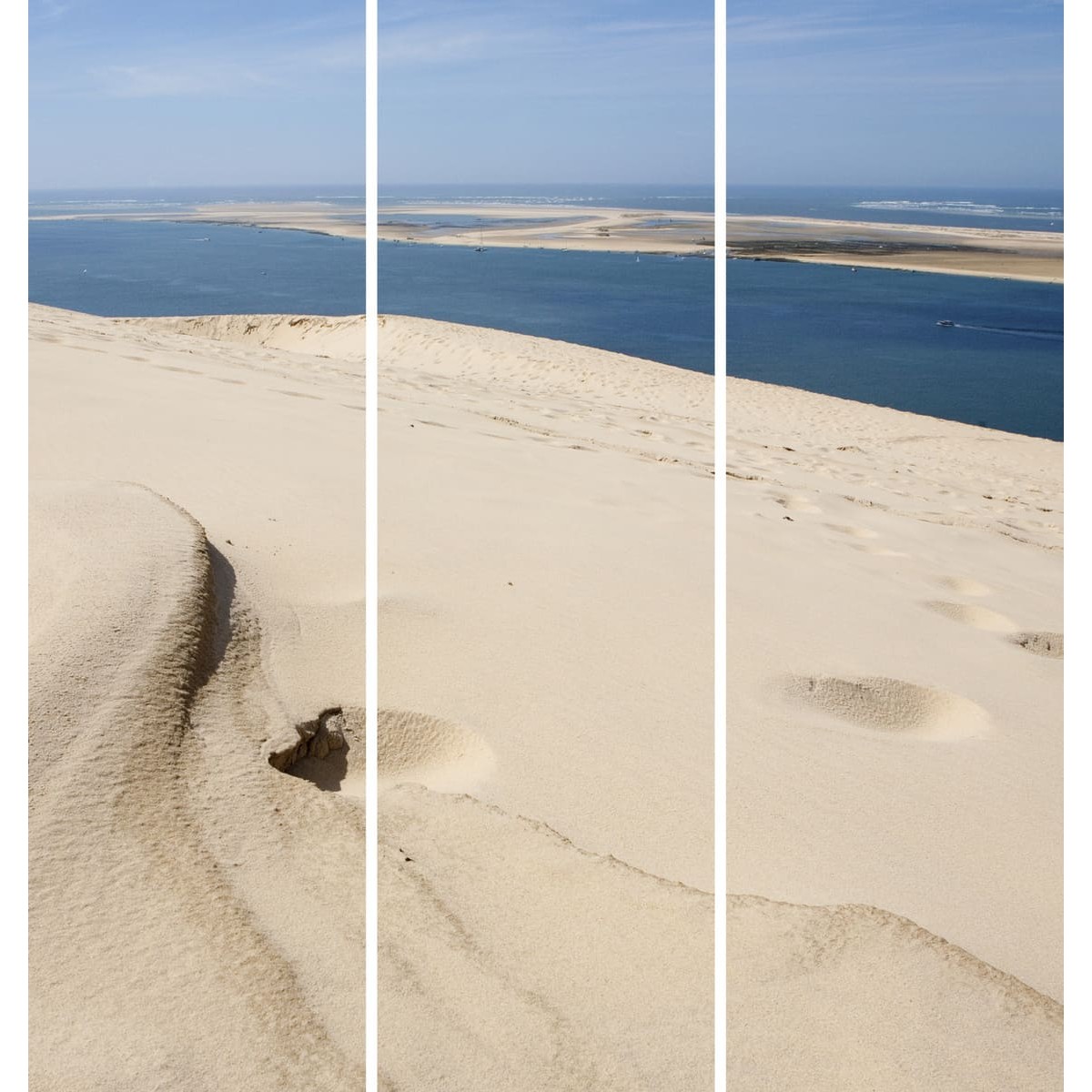 Triptyque sur toile dune Pilat mer 90x97 cm