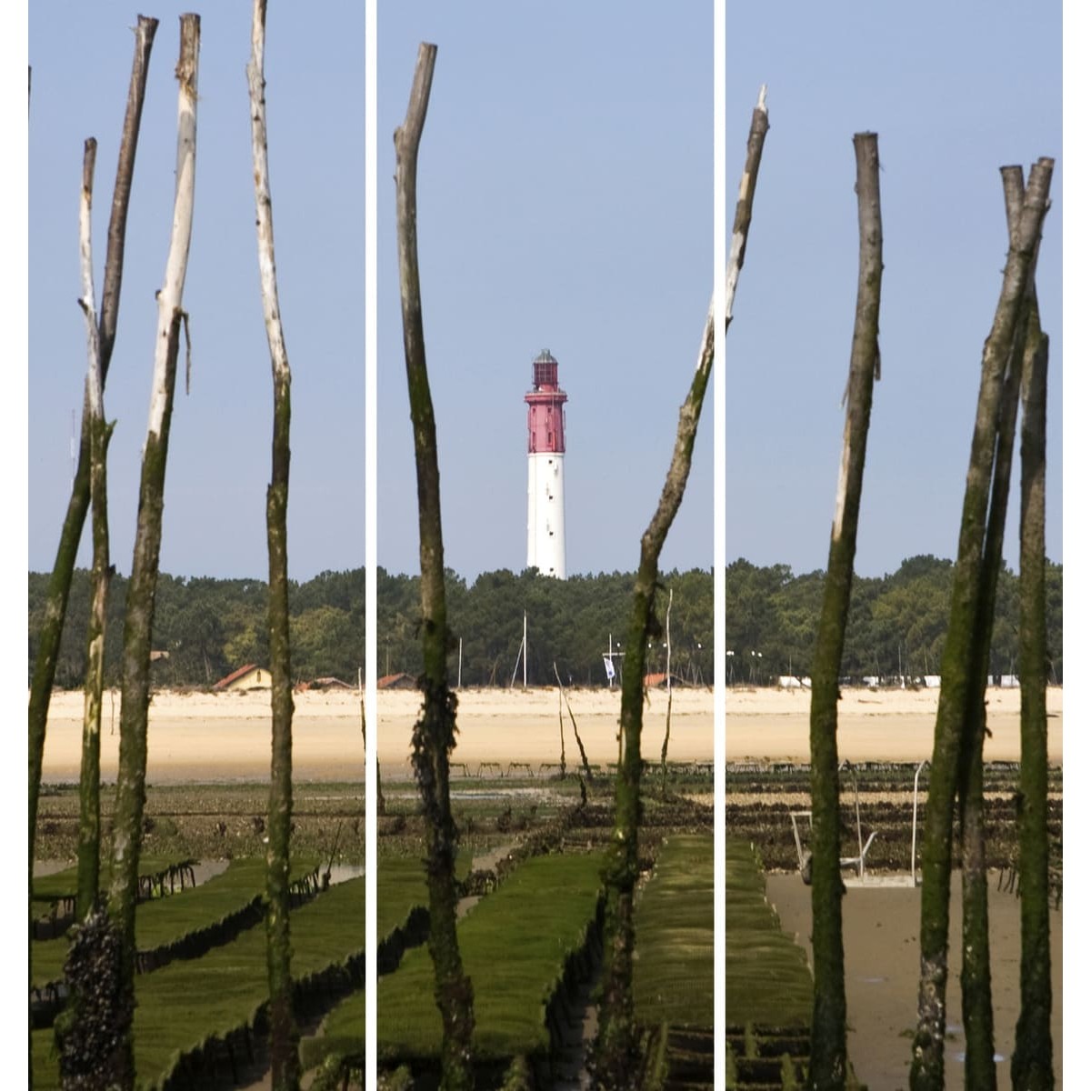 Triptyque sur toile phare Cap Ferret 90x97 cm Triptyque sur toile phare Cap Ferret 90x97 cm