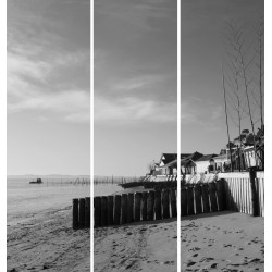 Triptyque sur toile plage noir et blanc 90x97 cm