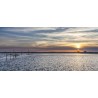 Tableau sur verre synthétique bassin et sunset 65x145 cm