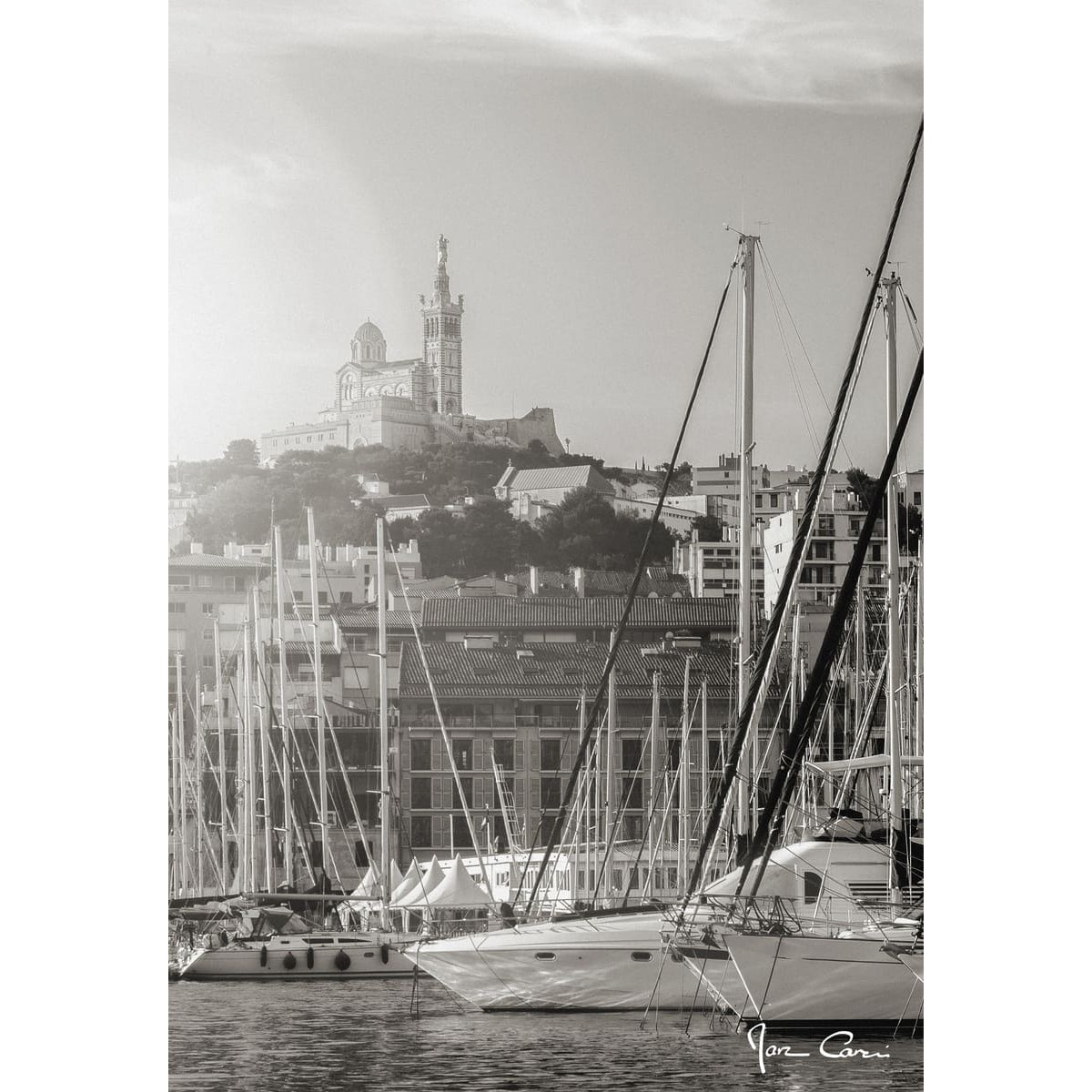 Tableau sur toile port et Notre-Dame de la garde 45x65 cm