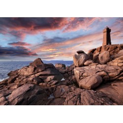 Tableau sur toile phare au crépuscule 45x65 cm