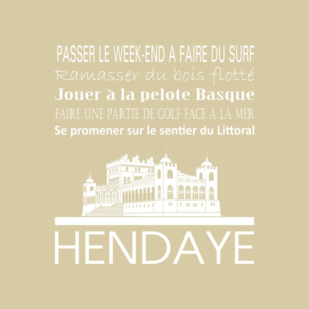 Tableau sur toile Hendaye 30x30 cm beige